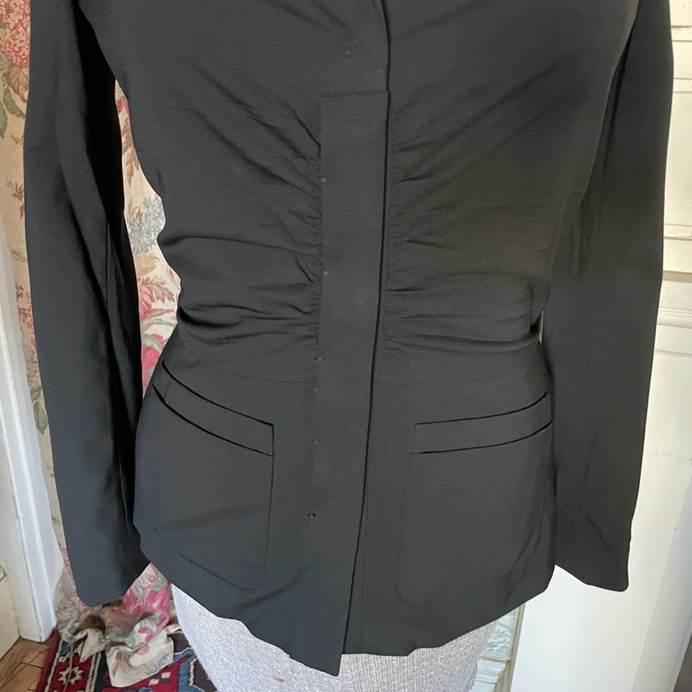 Prada 2006 Solid Black Blazer With Rouching - image 3